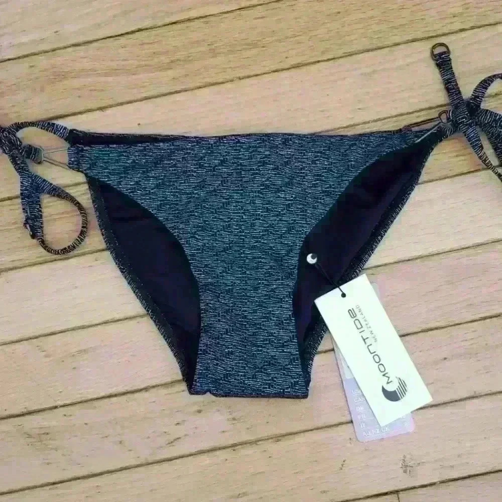 Moontide Black Metallic Tie Up Bikini Bottoms